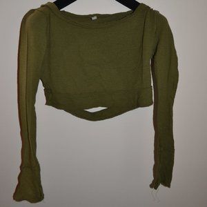 FP Movement Olive Green Long Sleeve Crop Top XS